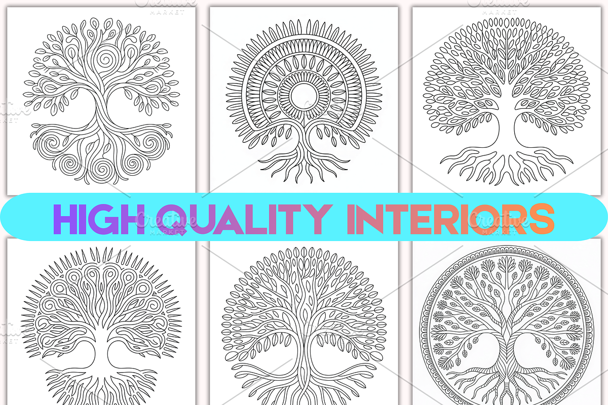 Mandala Tree Coloring Book Pages, a Decorative Illustration by Ink Gallery (Photo 3 of 4)