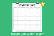 2027 12x12 Monday to Sunday Calendar, a Stationery Template by Running With Foxes (Thumbnail 1 of 5)