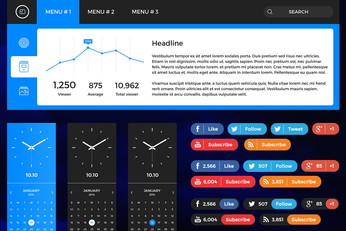 Retina Web UI Kit, an UI Kit Template by Cosmic Motive (Photo 5 of 5)