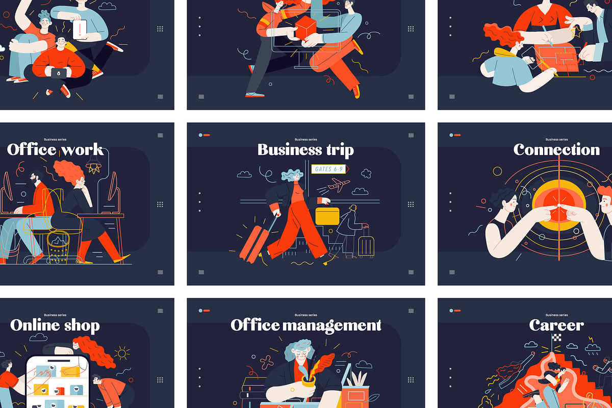 Company, flat web illustrations, a Templates & Theme by Grivina's shop (Photo 23 of 27)