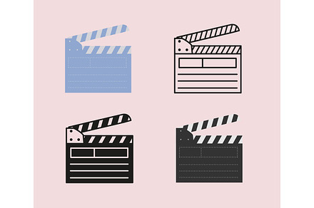 Open movie clapperboard icon set., an Outline Icon by Woters little shop