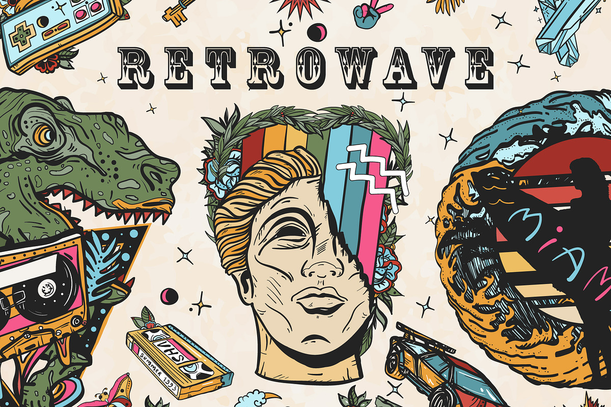 Retrowave old school tattoo, a Background Graphic by intueri (Photo 1 of 7)