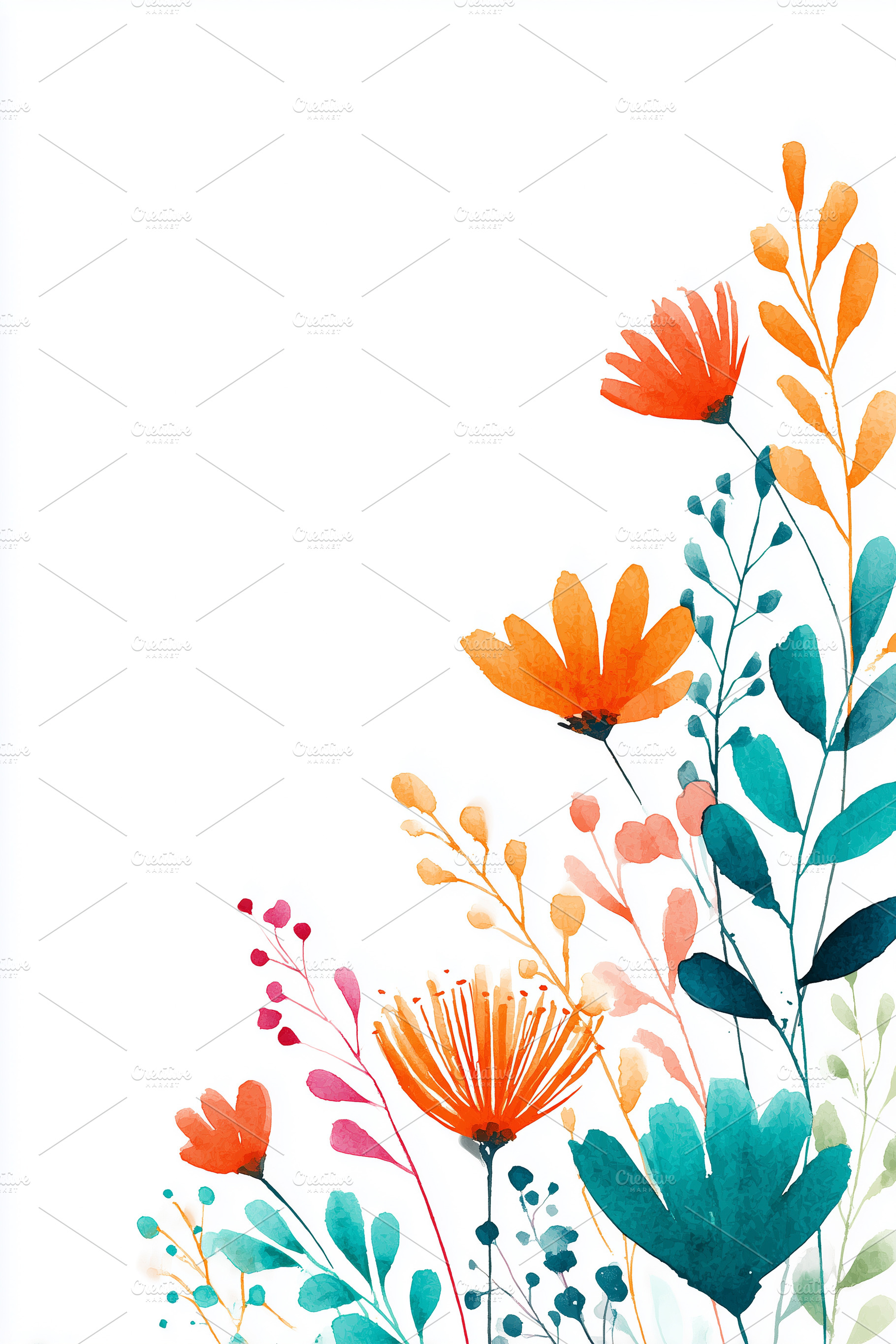 Delicate watercolor floral border, a Nature Photo by MistyDay