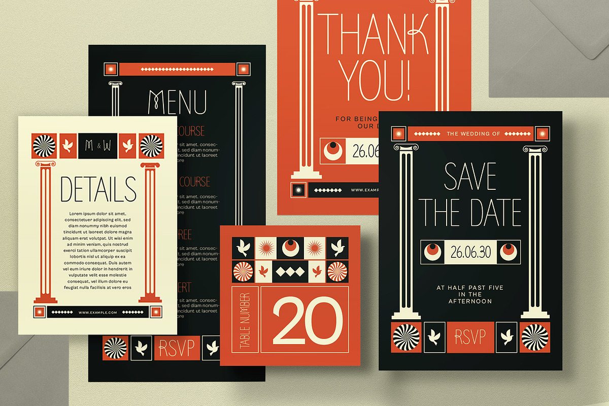 Orange Mystic Wedding Invitation Set, an Invitation Template by graphicook (Photo 2 of 3)