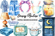 Watercolor Evening Routine Clipart, an Illustration by Daily.Designs (Thumbnail 1 of 5)