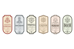 Alcohol label templates, a Decorative Illustration by Vector Tradition