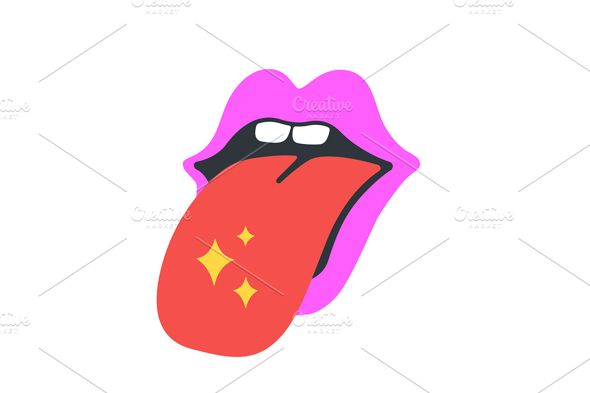 Open mouth with tongue. Fun Sticker, an Illustration by Foxys Graphic