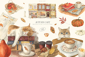 Autumn Cafe watercolor