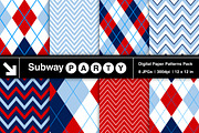 Navy, Red & Blue Argyle & Chevron, a Pattern Graphic by SubwayParty (Thumbnail 1 of 3)