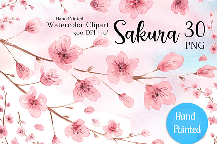 Watercolor Cherry Blossom Clipart