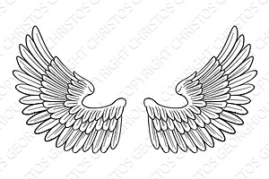 Pair Of Angel Or Eagle Bird Wings