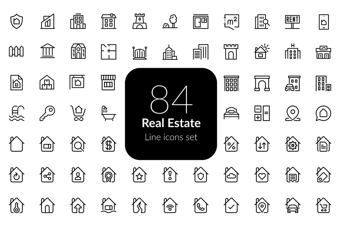 Real Estate line icons set, an Outline Icon by AIWD (Photo 1 of 2)