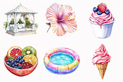 Watercolor Pool Party Clipart, an Illustration by Design Market (Thumbnail 4 of 4)