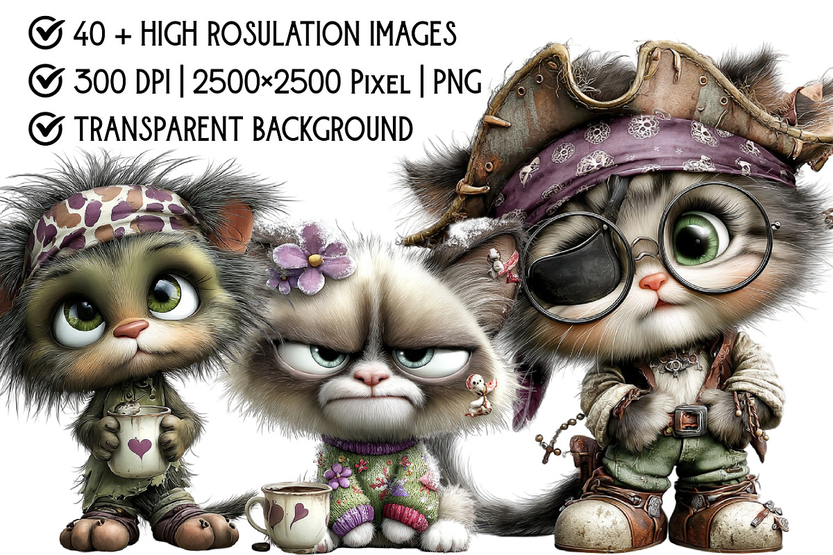 Whimsical Cat Clipart, an Illustration by Pixels.Craft (Photo 4 of 6)