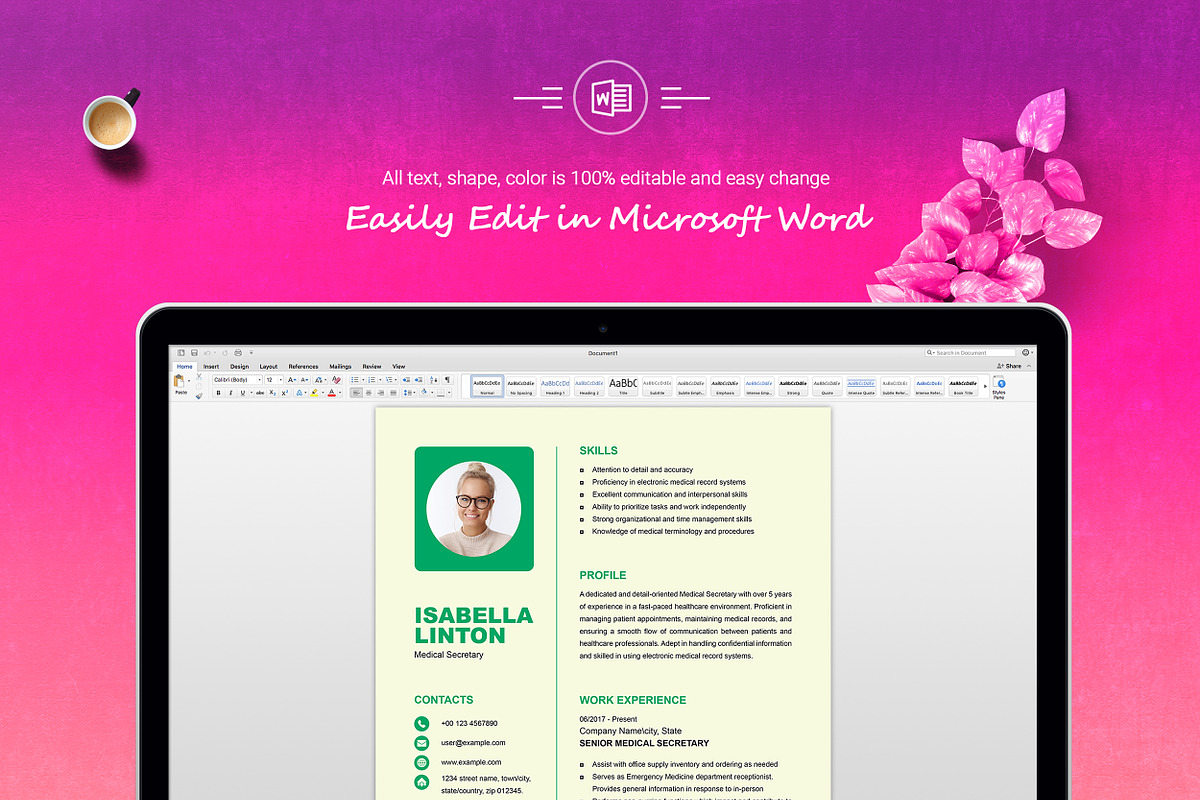 Modern Professional Resume Template, a Resume Template by ResumeInventor (Photo 6 of 7)