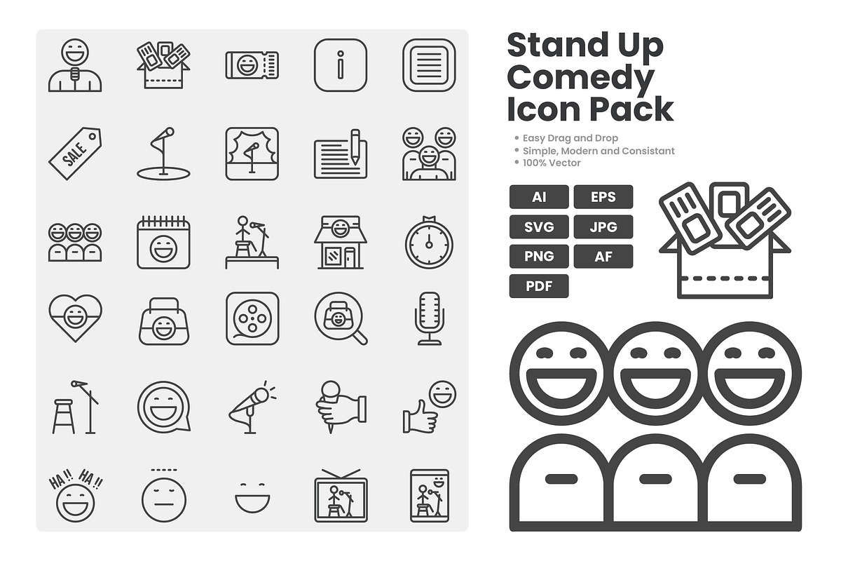Stand Up Comedy Icon Pack, an Outline Icon by erifqizeicon (Photo 1 of 3)