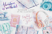 Digital nomad girl, watercolor set, a Technology Illustration by Kate Snitser (Thumbnail 1 of 6)