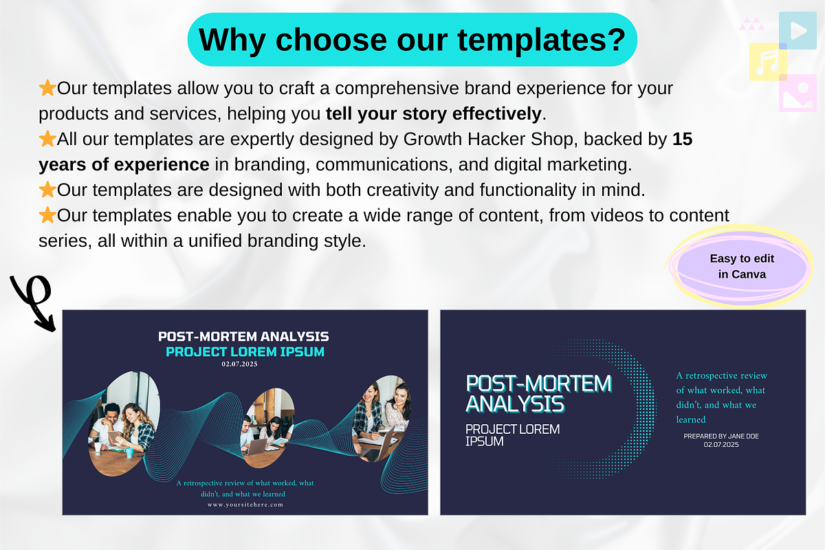 Post Mortem Analysis Presentation, a Presentation Template by GrowthHackingStudio (Photo 3 of 6)