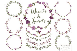 Plum Vector Flower Wreaths, an Illustration by Amanda Ilkov