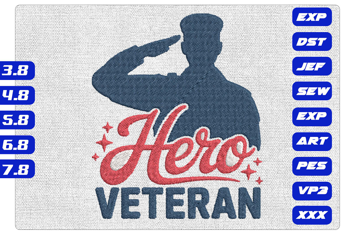 Veteran Hero Salute Embroidery File, an Illustration by Purpose Ekbal (Photo 1 of 3)