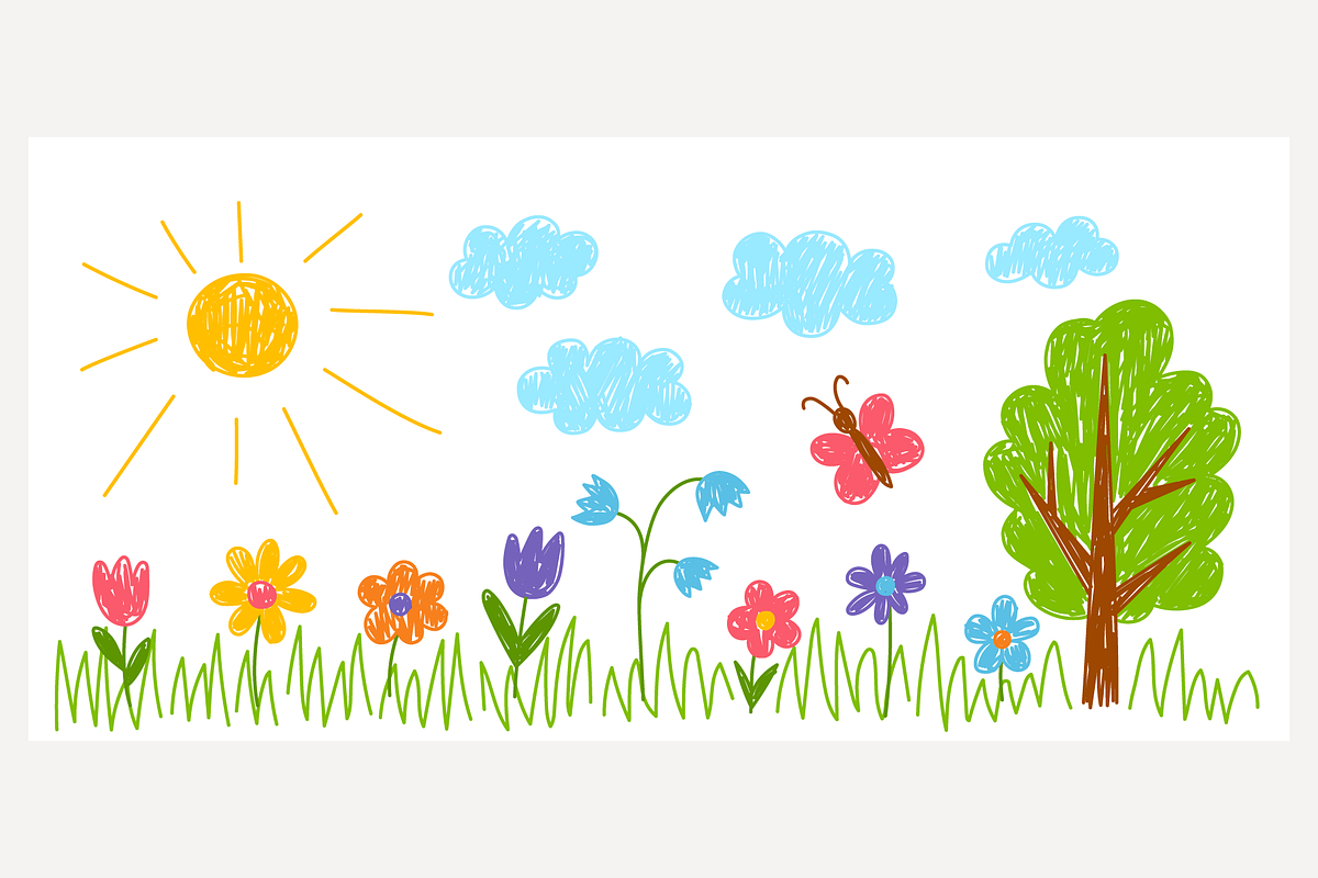 Kids doodles and scribbles landscape, an Illustration by Cmeree