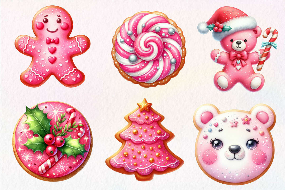 Pink Christmas Cookie Clipart, an Illustration by Dream Creation (Photo 6 of 8)