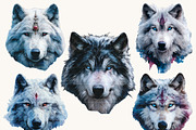 Watercolor Wolf Head Clipart Bundle, an Animal Illustration by BusyDaydesign (Thumbnail 5 of 9)