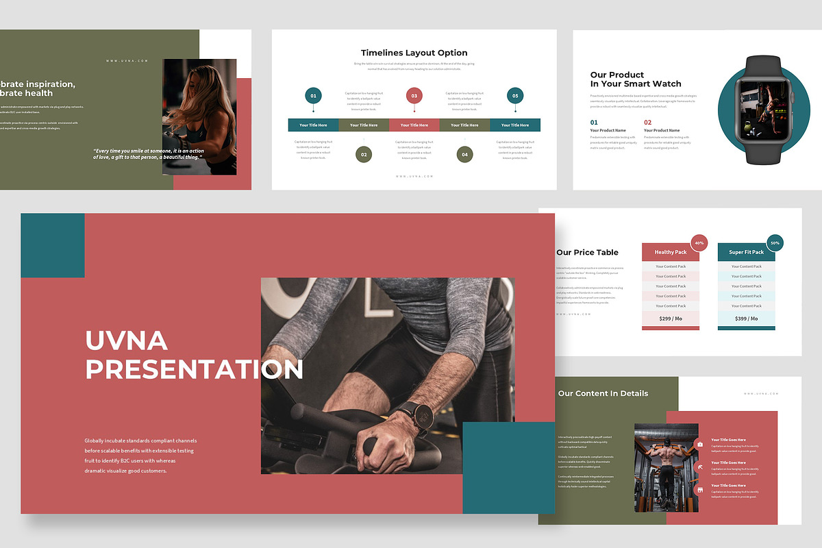 Uvna : Gym & Fitness Google Slides, a Presentation Template by Punkl Camp (Photo 1 of 16)