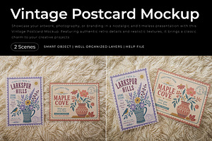 Vintage Postcard Card Mockup, a Merchandise Mockup by Pitchlook.Studio