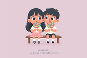 Cute Kids Enjoying Lollipop, a Person Illustration by Partikusi Design (Thumbnail 2 of 3)