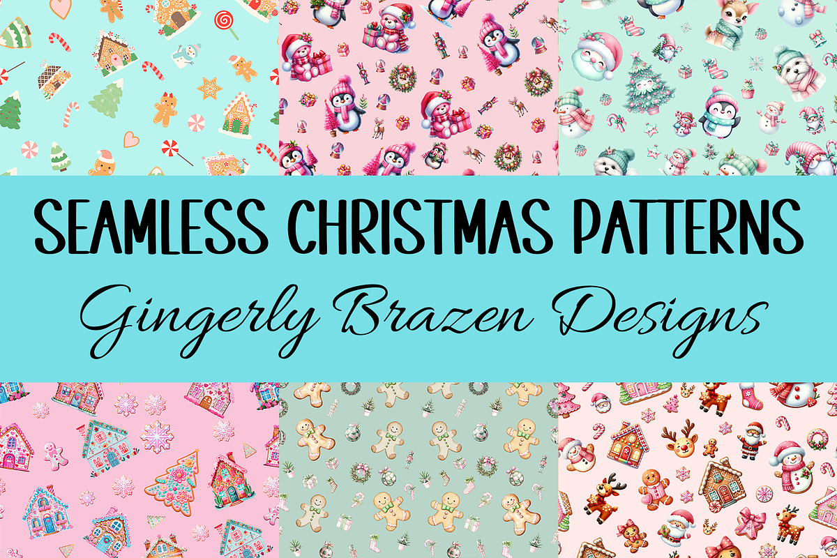 Seamless Bright Christmas Patterns, a Graphic by Gingerly Brazen Designs