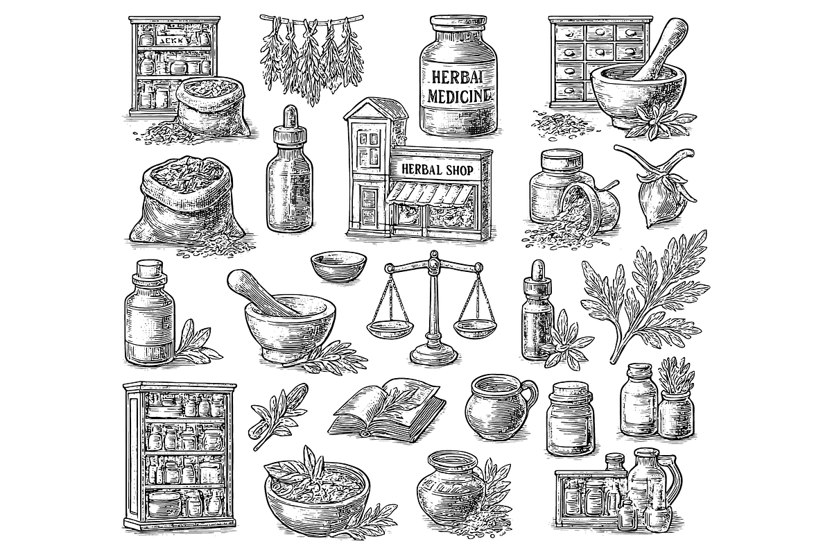 Herbal Medicine Sketch Set, an Object Graphic by RT Studio (Photo 4 of 4)