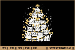 Cats Christmas Tree Cat Lover SVG, a Seasonal Illustration by Handy Arts Studio