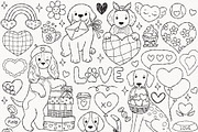 Valentine Puppy Outline Clipart, an Animal Illustration by TitaLivingArt (Thumbnail 2 of 9)