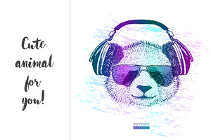 Cool Panda With Headphones