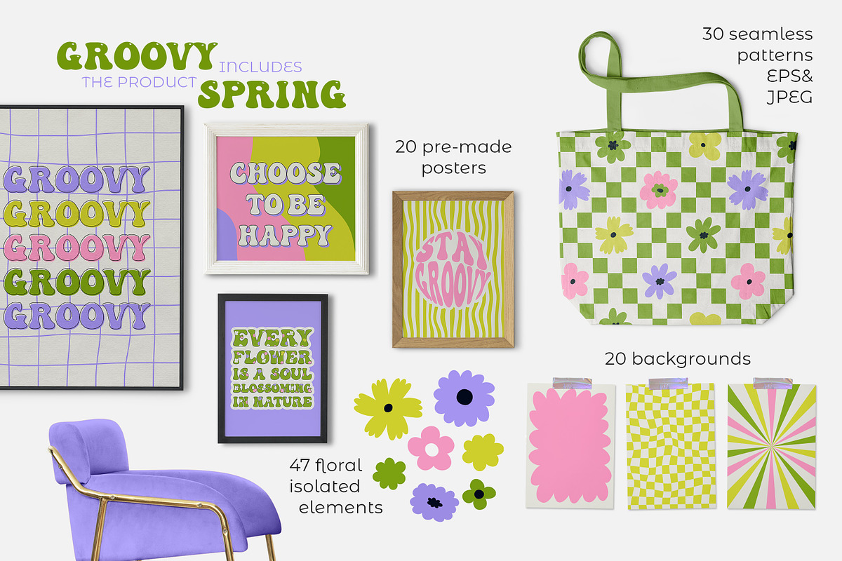 Groovy Spring, a Background Graphic by Bosotochka♥Art (Photo 2 of 12)