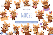 Moose Christmas Clipart Set, an Animal Illustration by Palau (Thumbnail 1 of 10)