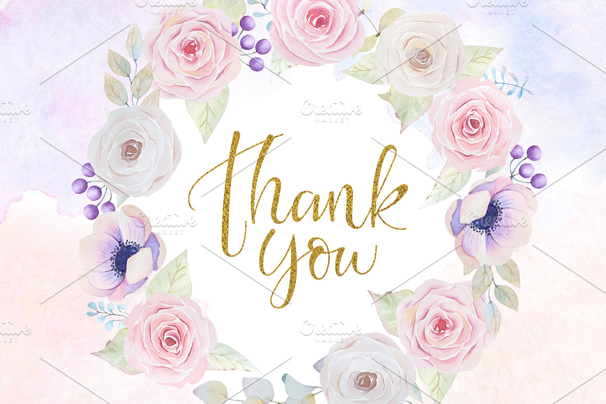 Roses and anemones watercolor floral, an Illustration by rosypatterns (Photo 8 of 8)