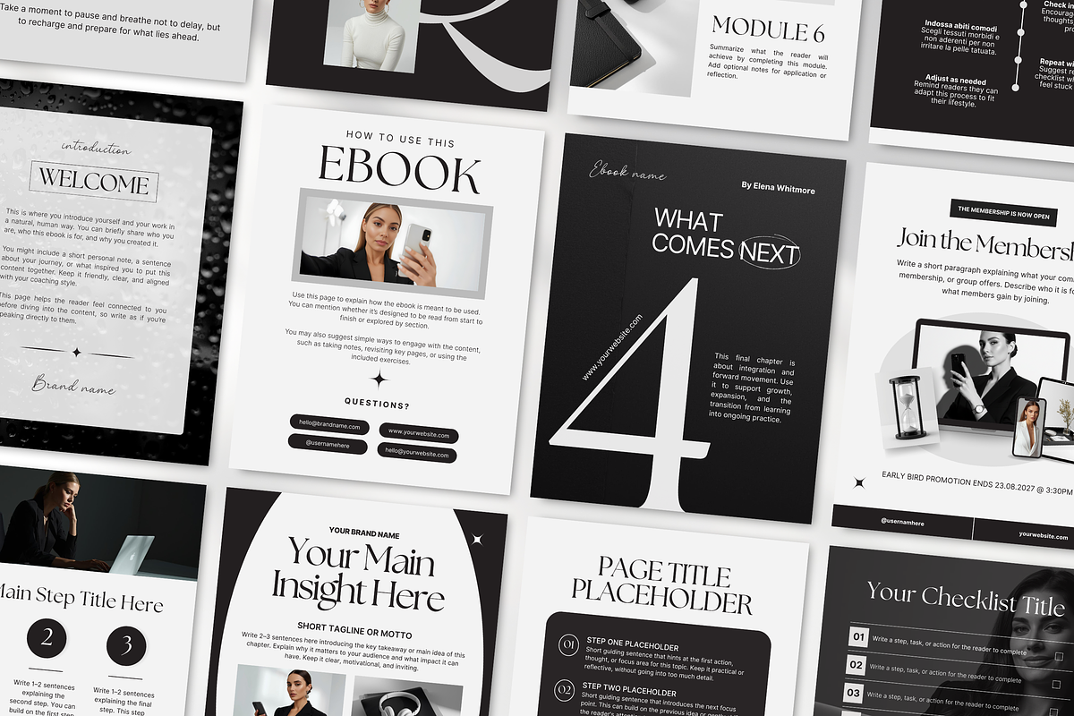 Coaching Ebook Template Canva Black, a Magazine Template by DigiPax (Photo 3 of 11)