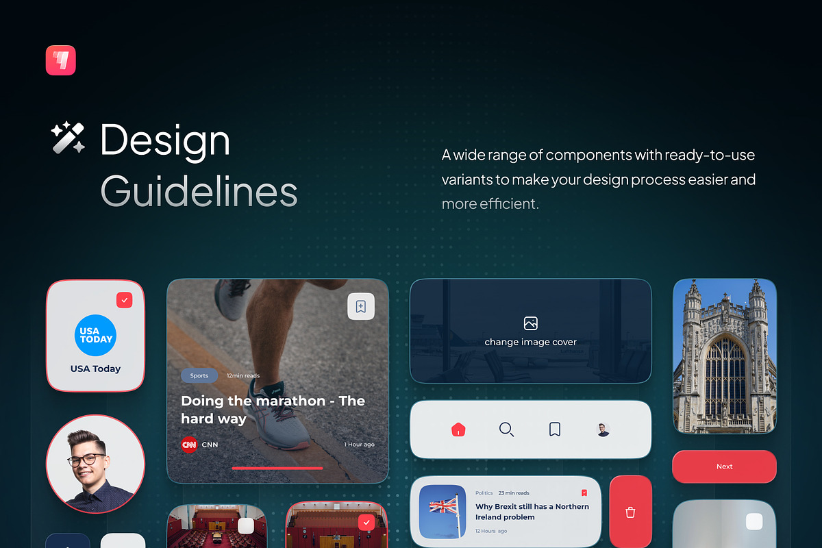Newzia - Modern Mobile News UI Kit, an UI Kit Template by Rafiq | YDN (Photo 3 of 6)