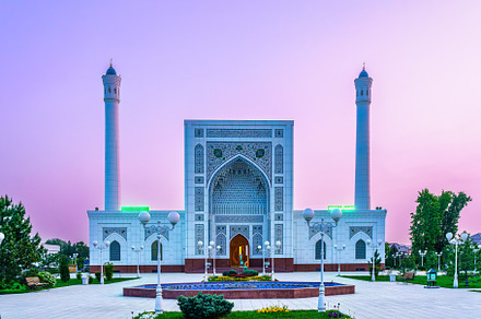 The Minor Mosque covered with white marble in the center of Tash, an Architecture Photo by Eugene_Photo
