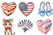 Coquette 4th of July Clipart, an Illustration by Watercolor design (Thumbnail 5 of 5)