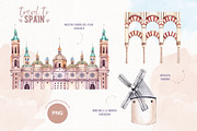 Travel to Spain. Watercolor clipart, an Illustration by VerAna (Thumbnail 4 of 13)