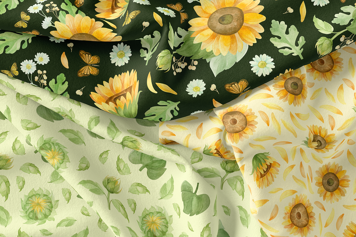 Sunflowers clipart, patterns, frames, a Decorative Illustration by Valin Malin (Photo 10 of 16)