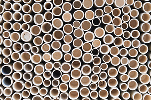 bamboo pile stacked vertically create texture wall background. C, a Photo by Casanowe-studio