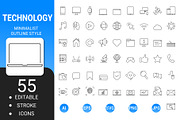 Technology modern outline icon set, an Outline Icon by Icons (Thumbnail 1 of 3)