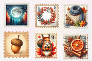 Watercolor Autumn Postage Stamp Clip, an Illustration by CreationArt (Thumbnail 3 of 5)