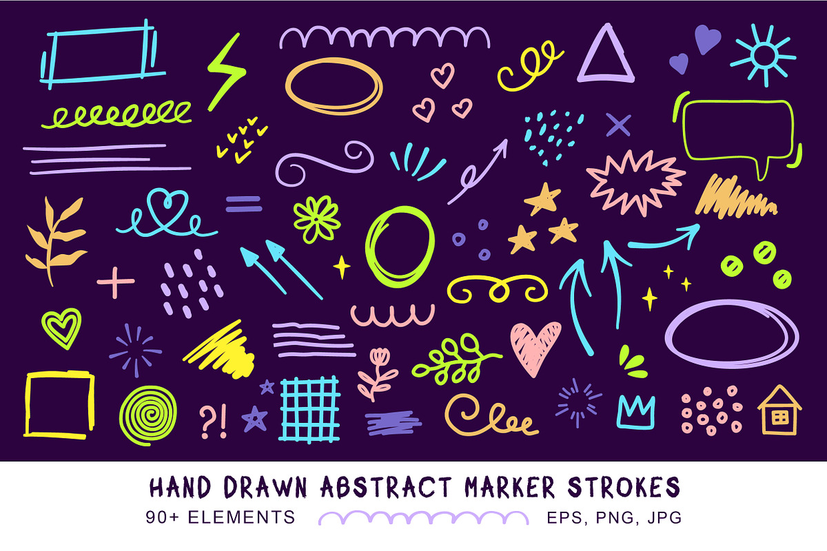 Hand Drawn Abstract Marker Strokes, an Object Graphic by Olena Halahan (Photo 1 of 4)