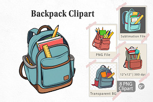 Backpack Clipart, a Graphic by Artnoy