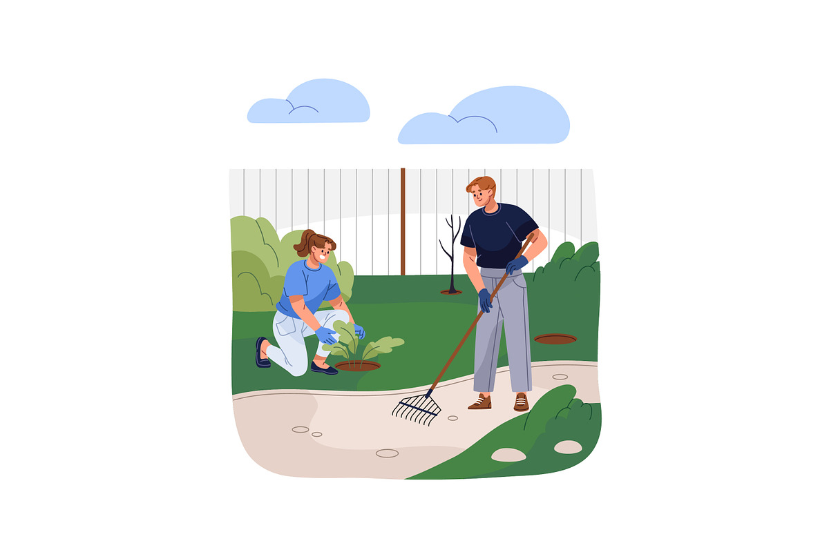 Workers repair houses set, a Person Illustration by PaperTrident (Photo 19 of 19)